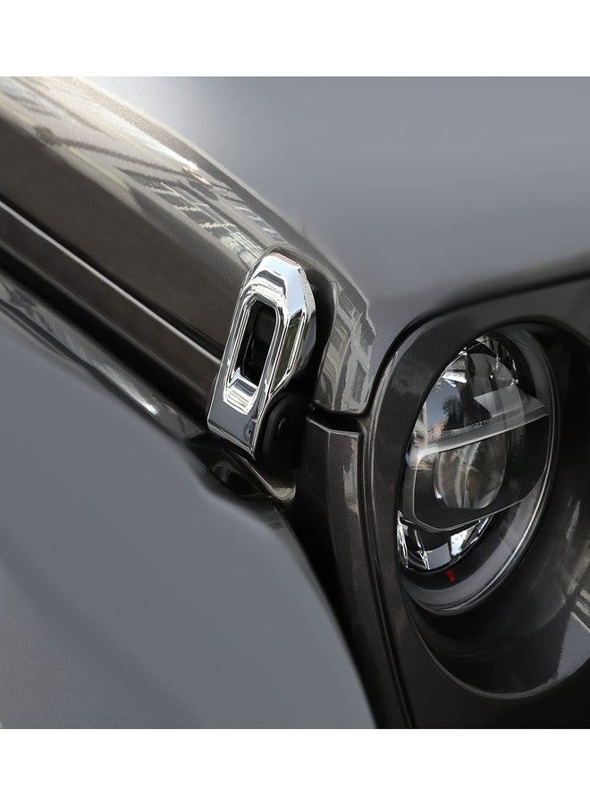 Voodonala for Jeep JL ABS Hood Latches Engine Buckle Bonnet Fastener Engine Cover Decor Trim Protction Cover for 2018-2025+ Jeep Wrangler JL JLU Gladiator JT Exterior Accessorie ABS Chrome 2pcs - Image 3